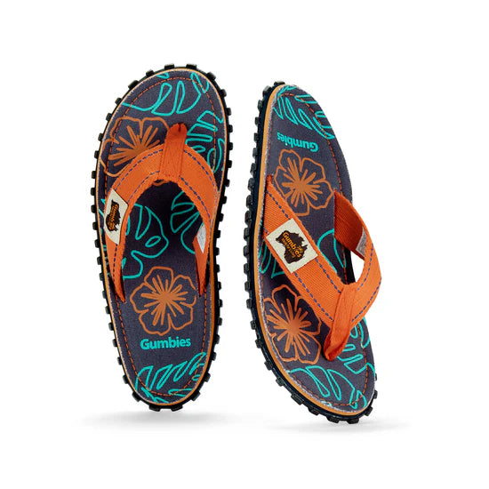 Gumbies Islander Flip-Flop - Orange Hibiscus Mens