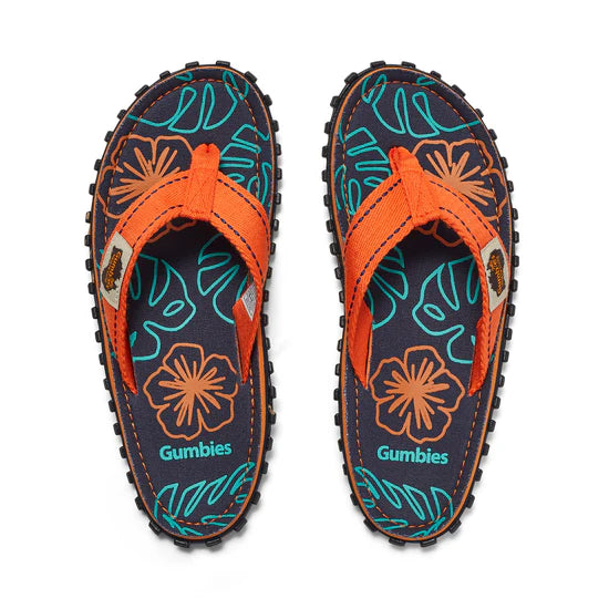 Gumbies Islander Flip-Flop - Orange Hibiscus Mens
