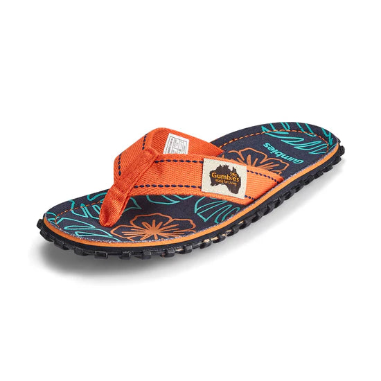 Gumbies Islander Flip-Flop - Orange Hibiscus Mens