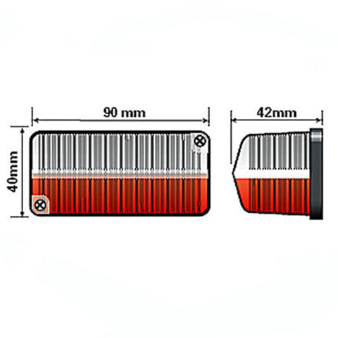 Maypole 12V Radex Red/White Outline Marker Lamp