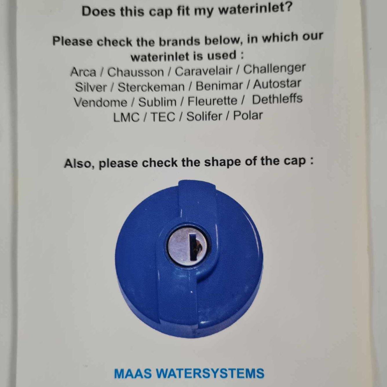 Caravan/Motorhome Portland Water Inlet Cap with Quick Connection - 2406015
