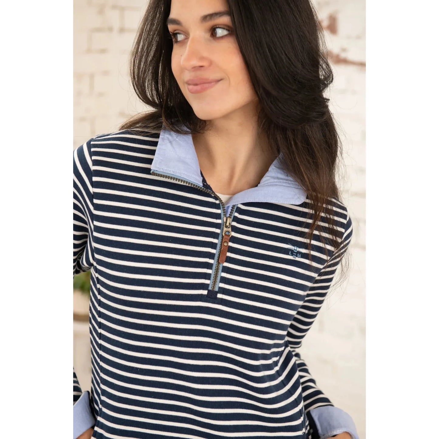 Lighthouse Ladies Shore Sweatshirt - Midnight Stripe