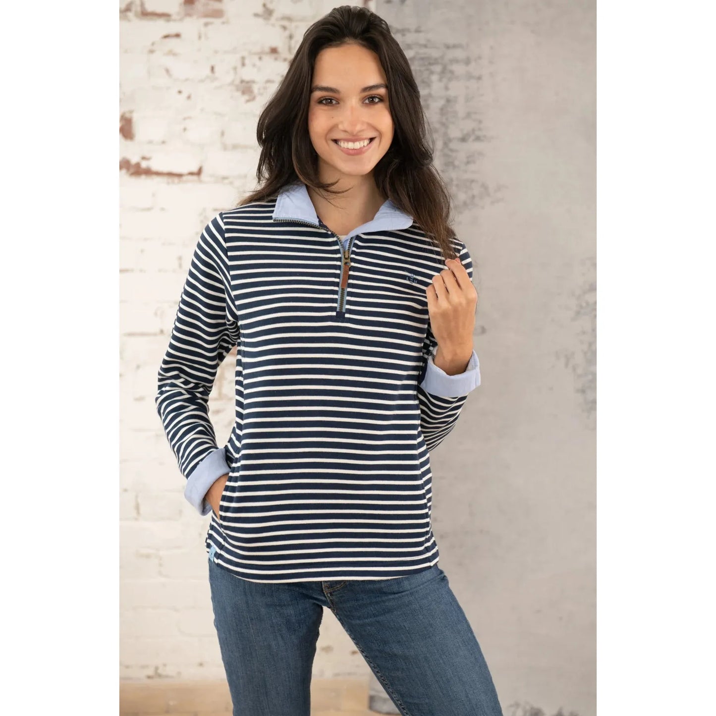 Lighthouse Ladies Shore Sweatshirt - Midnight Stripe