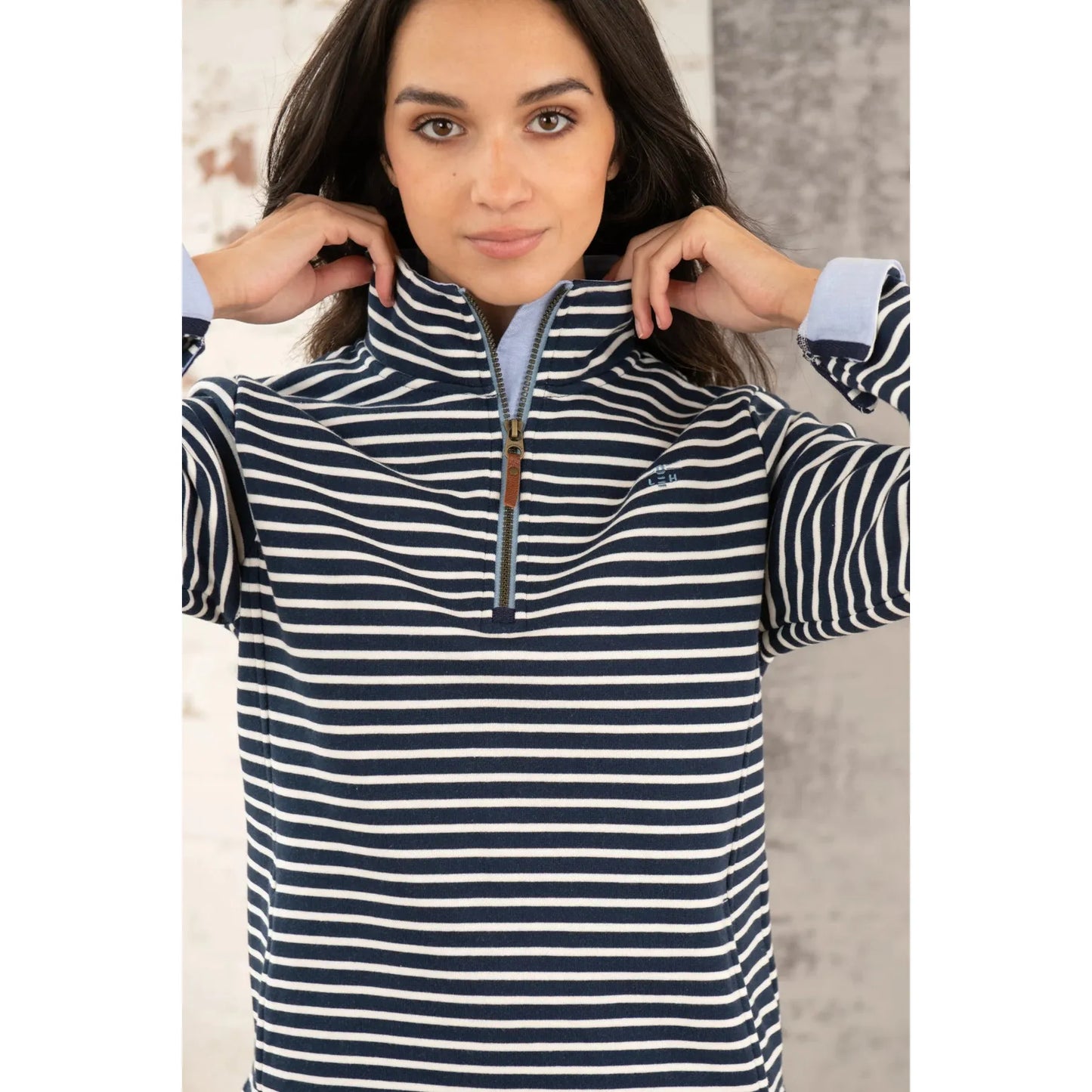 Lighthouse Ladies Shore Sweatshirt - Midnight Stripe