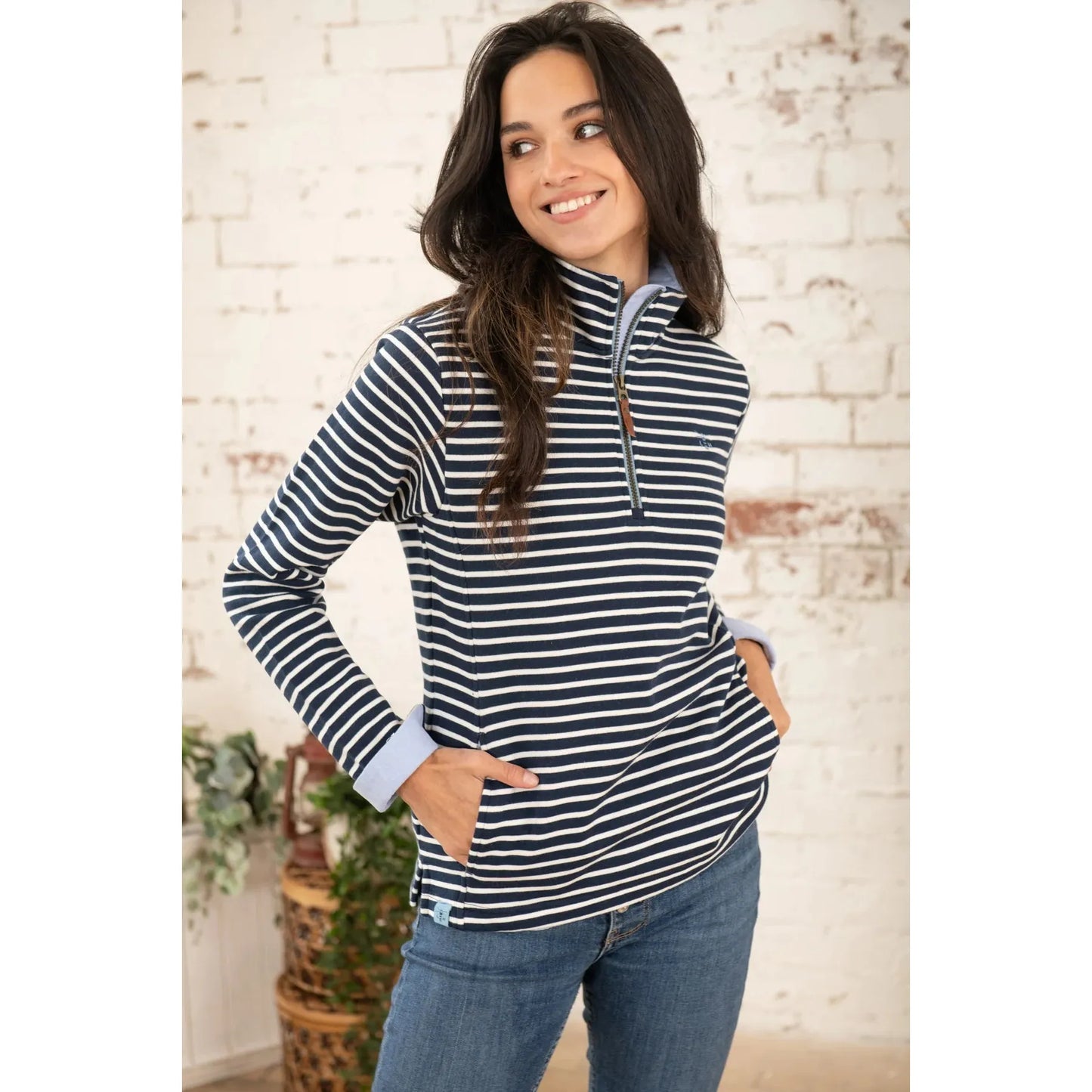 Lighthouse Ladies Shore Sweatshirt - Midnight Stripe