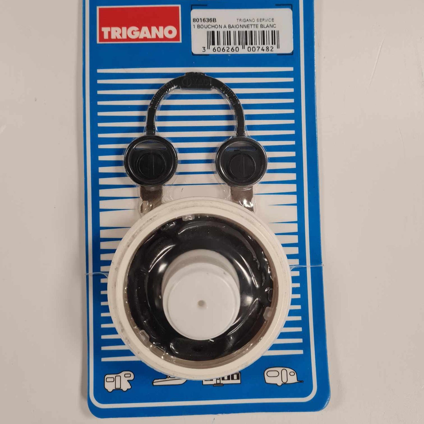 Trigano Water Fill Cap Only - includeds Barrel & Keys - White