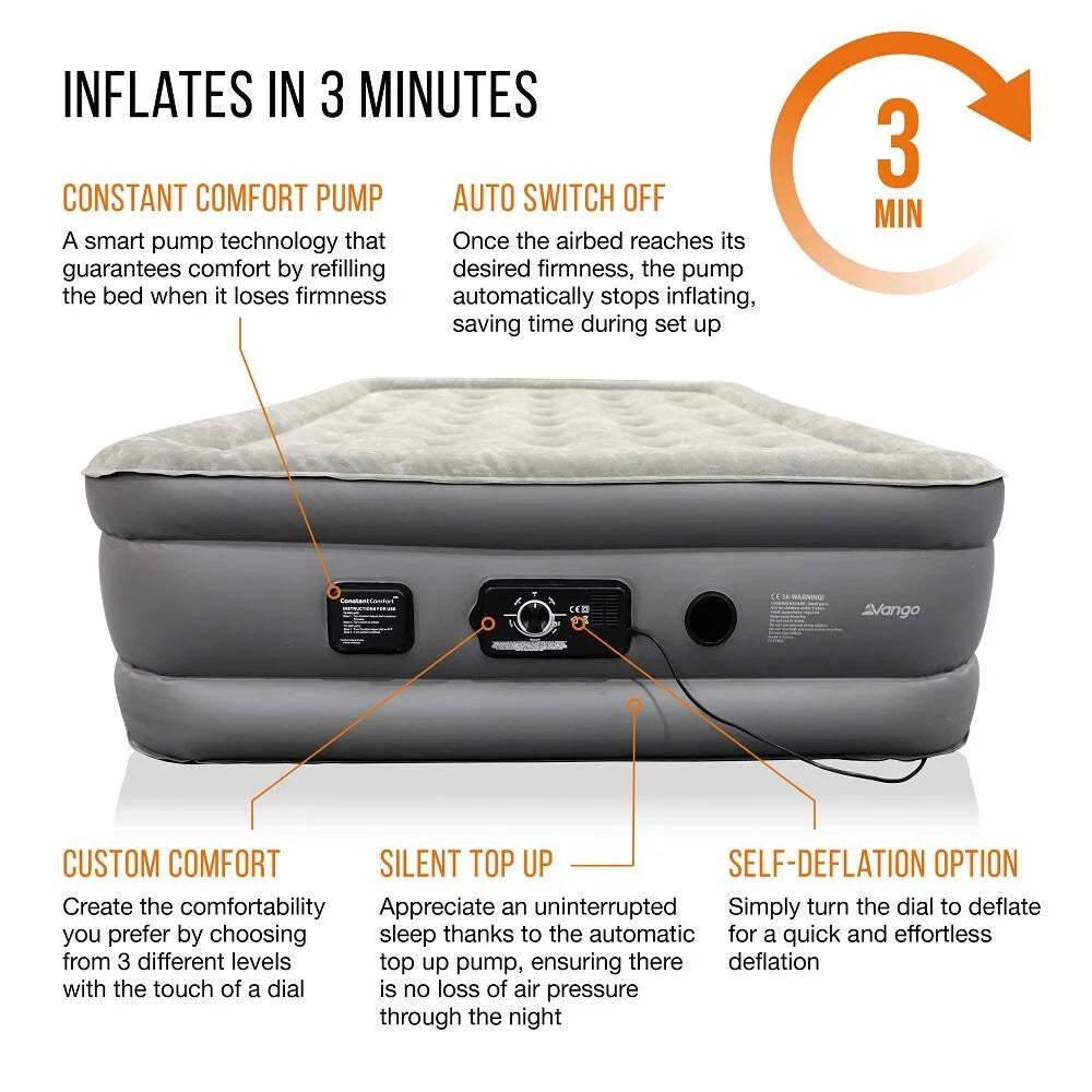 Vango Blissful Double Airbed - Nocturne Grey - Available in store only