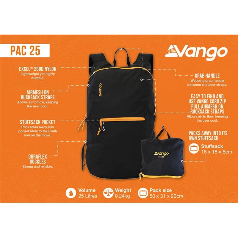Vango Pac 15 - 15L - Black Daysack