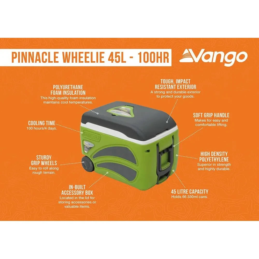 Vango Pinnacle 45L-100Hr Wheelie Coolbox - Available in store only