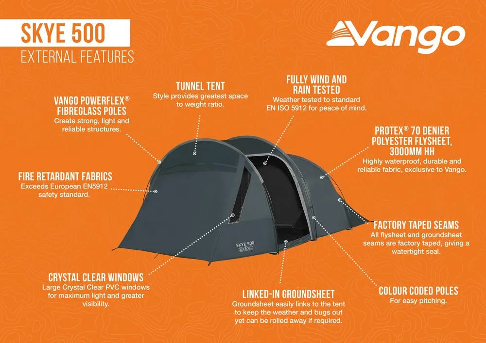Vango Skye 500 5 Person Tent - Deep Blue