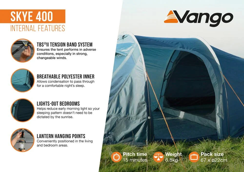 Vango Skye 500 5 Person Tent - Deep Blue
