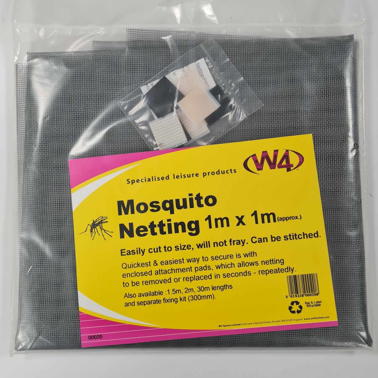 W4 Mosquito Netting - 1M x 1M - Grey