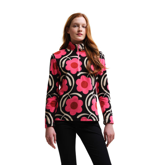 Orla Kiely Zip Neck Fleece - Apple Blossom Pink