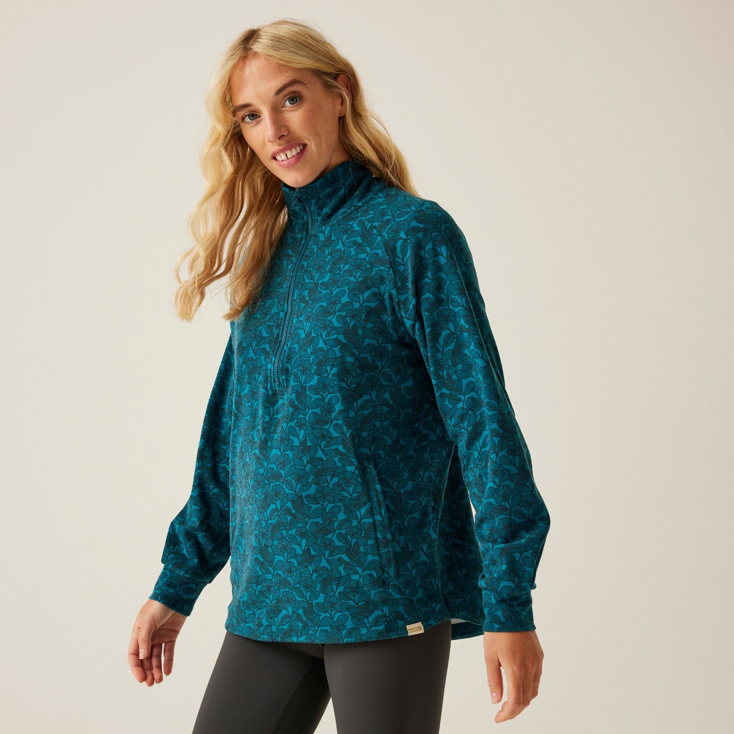 Orla Kiely Half Zip Midlayer - Birdy Blue
