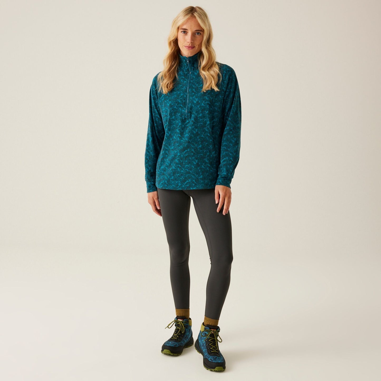 Orla Kiely Half Zip Midlayer - Birdy Blue