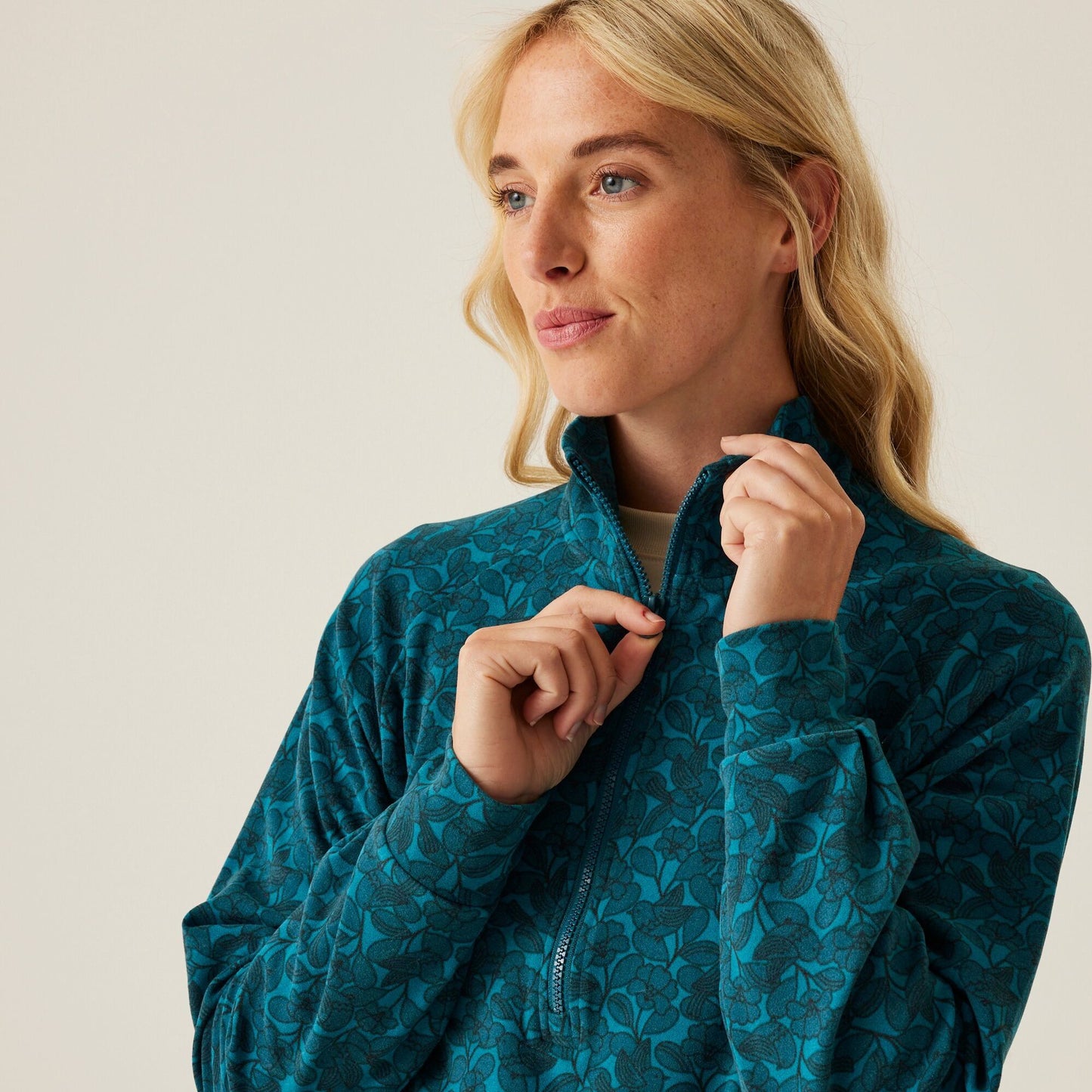 Orla Kiely Half Zip Midlayer - Birdy Blue