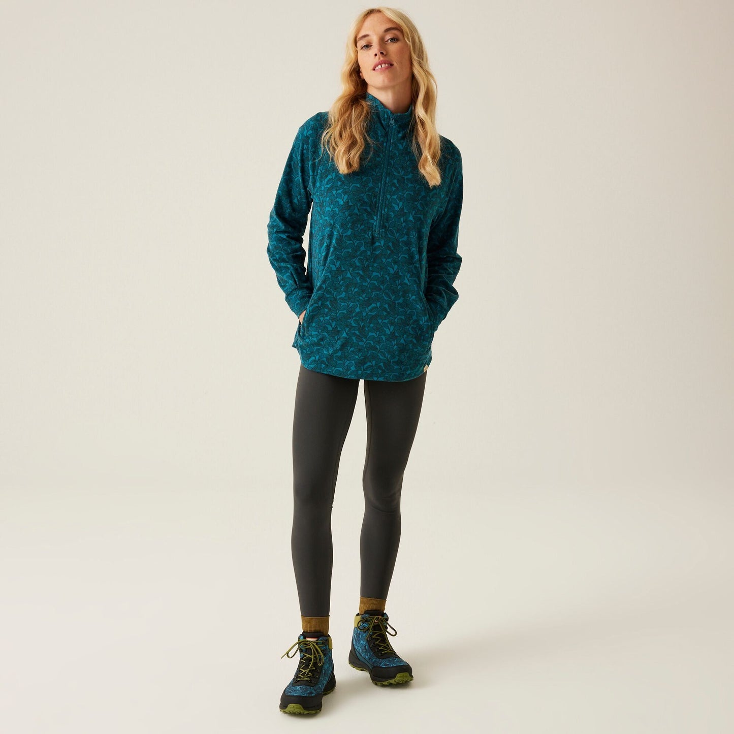 Orla Kiely Half Zip Midlayer - Birdy Blue
