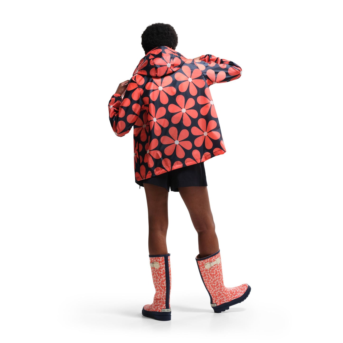 Orla Kiely Waterproof Pack-It Jacket - Navy Daisy