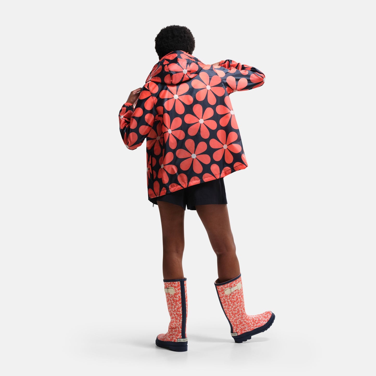 Orla Kiely Waterproof Pack-It Jacket - Navy Daisy