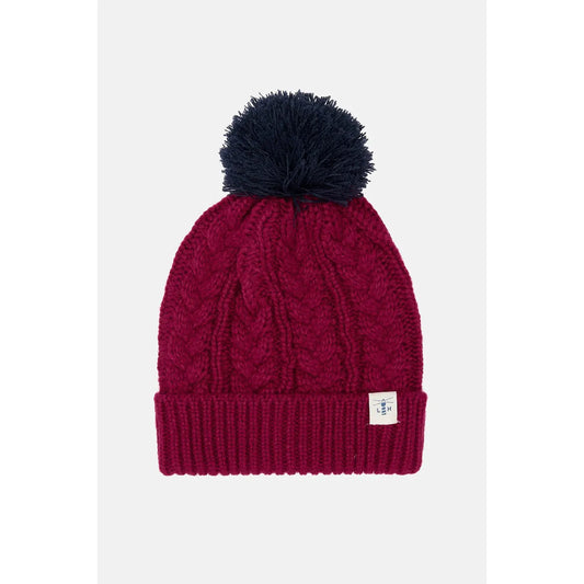 Hannah Bobble Hat - Redcurrant/Navy