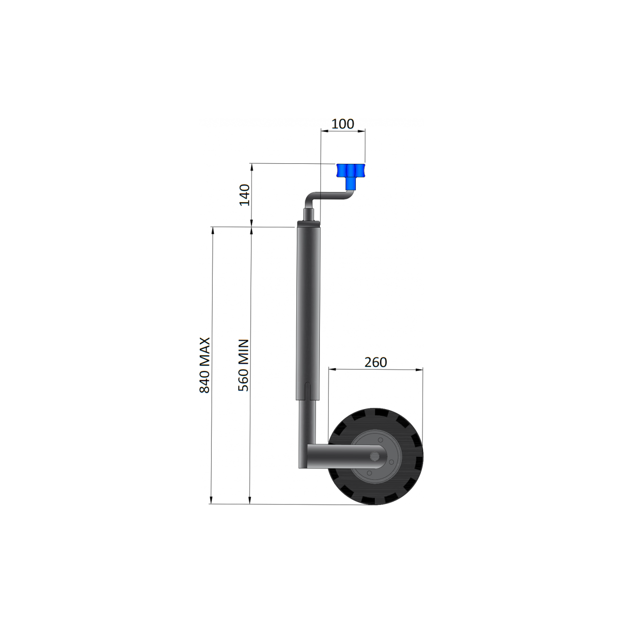 48mm Medium Duty Pneumatic Jockey Wheel