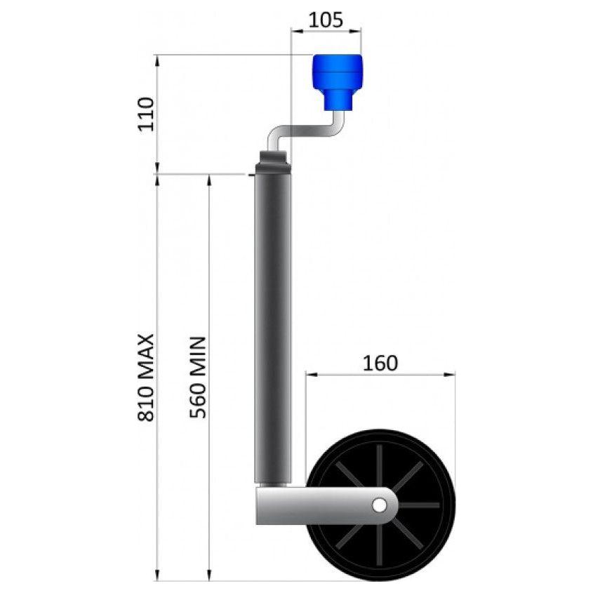 Maypole 34mm 75Kg Telescopic Jockey Wheel