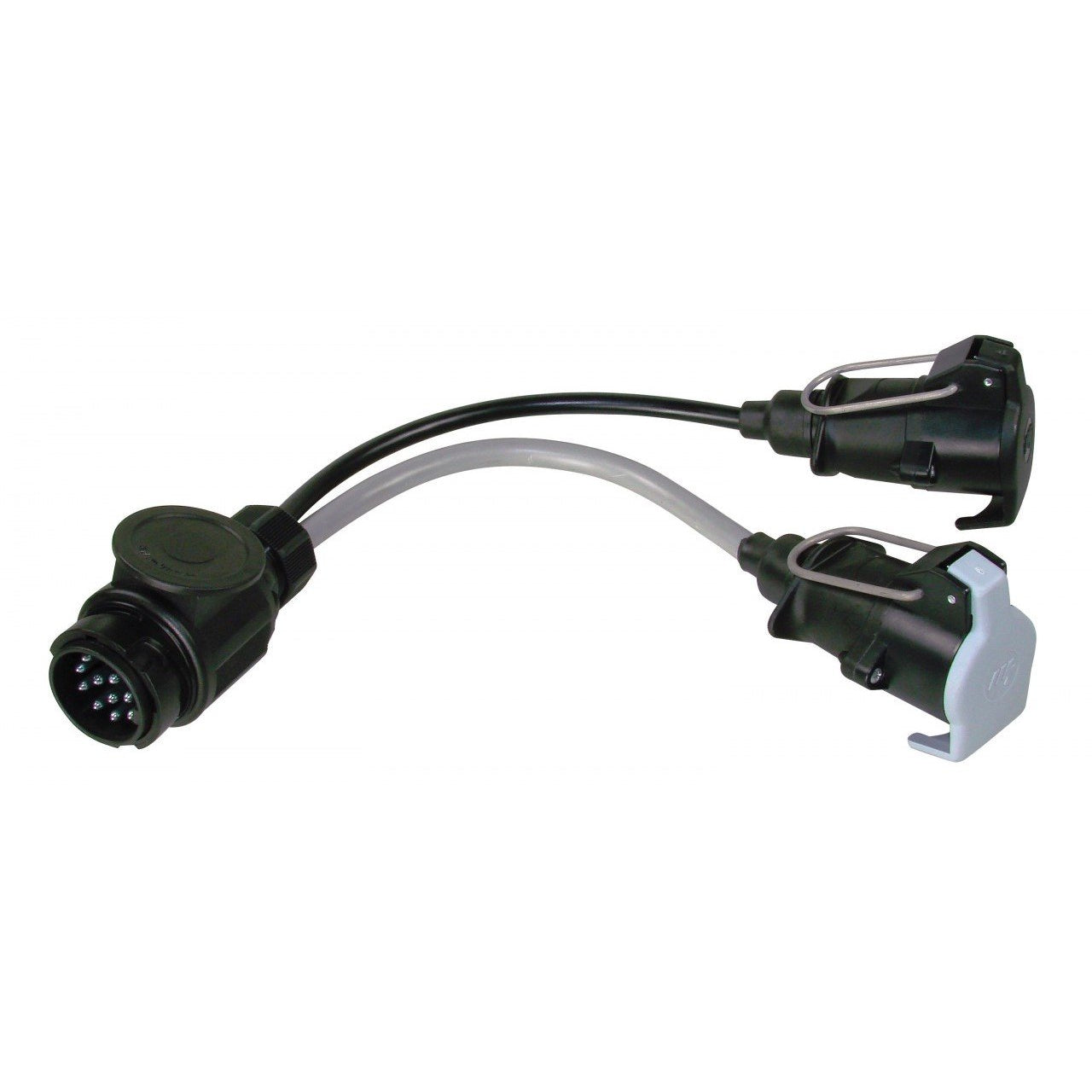 Maypole Caravan Adaptor Lead 13 Pin Plug to 7 pin 12v N & S Type Sockets