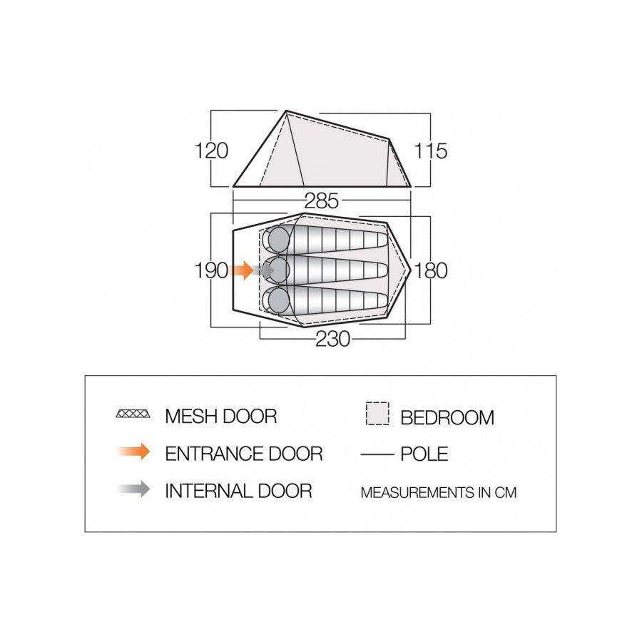 Vango Soul 300 - Treetops - 3 Person Tunnel Tent