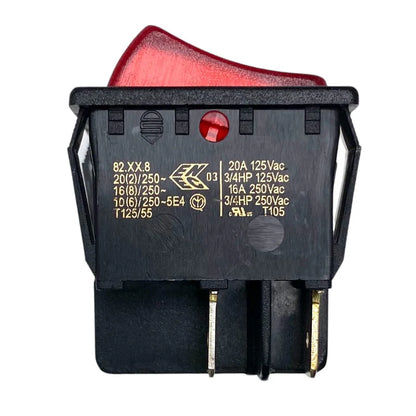 W4 250V Double Pole Rocker Illuminated On/Off Switch