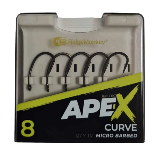 Ridge-Monkey Ape-X  Curve Barbed - Size 8 - Pack of 5