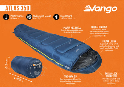 Vango Atlas 350 Sleeping Bag - Ink Blue