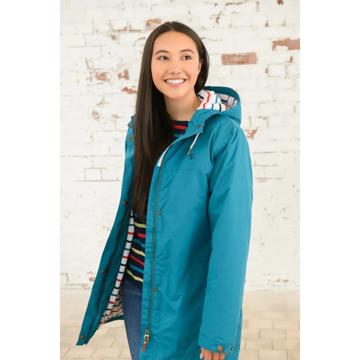 Eva Long - Women's 3/4 Length Padded Waterproof Coat - Peacock