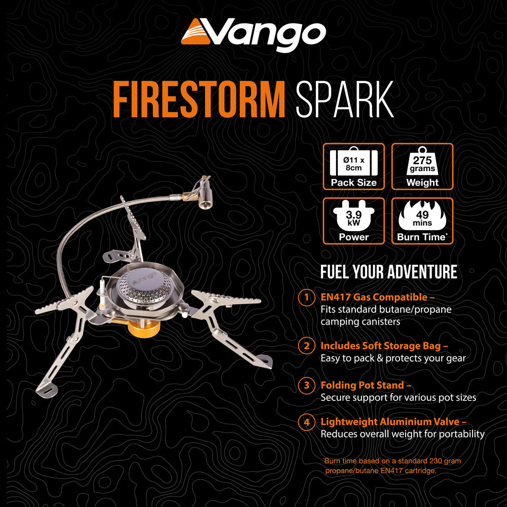 Vango Firestorm Spark Stove - Portable Stove with Piezo Ignition
