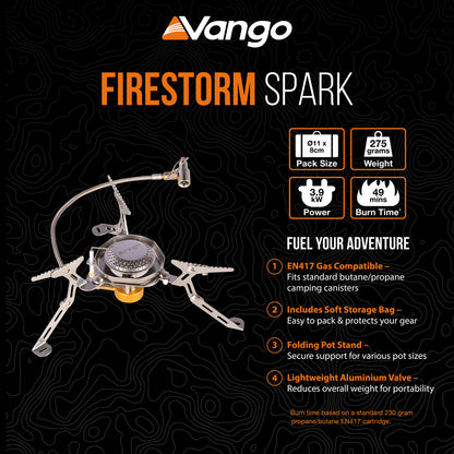 Vango Firestorm Spark Stove - Portable Stove with Piezo Ignition