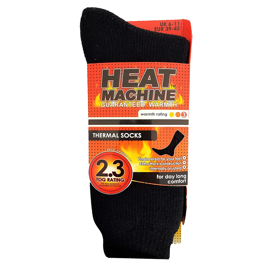 Heat Machine Mens Tog 2.3 Thermal Socks 6-11 - Black