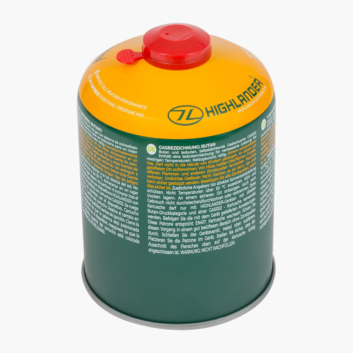 Highlander 450g Valved Gas Cartridge - Available in store only
