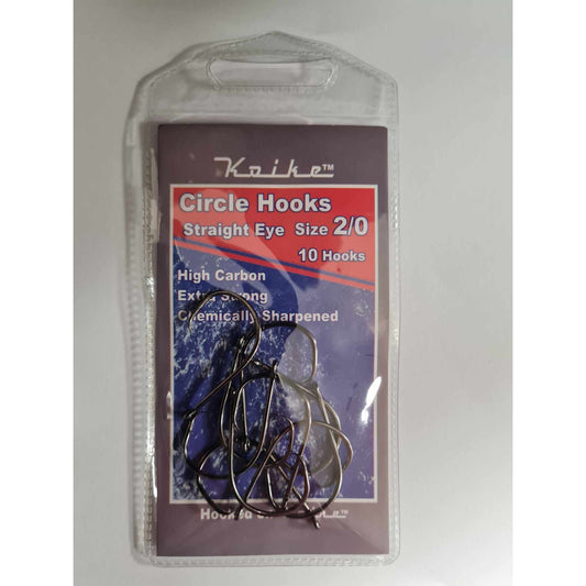 Koike Circle Hook - Straight Eye - Size 2/0 - 10 per pack