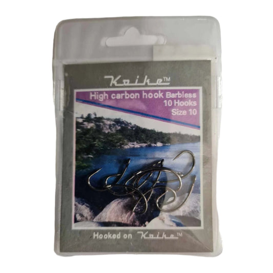 Koike Carp High Carbon Hook - Barbless - Size 10 - Pack of 10