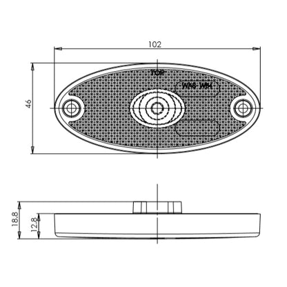 Maypole 12V/24V Slim Line Oval LED Clear Front Marker Lamp