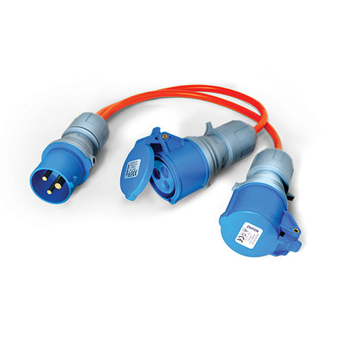Maypole Caravan 2 Way Splitter 230V/16A with 30cm Cables