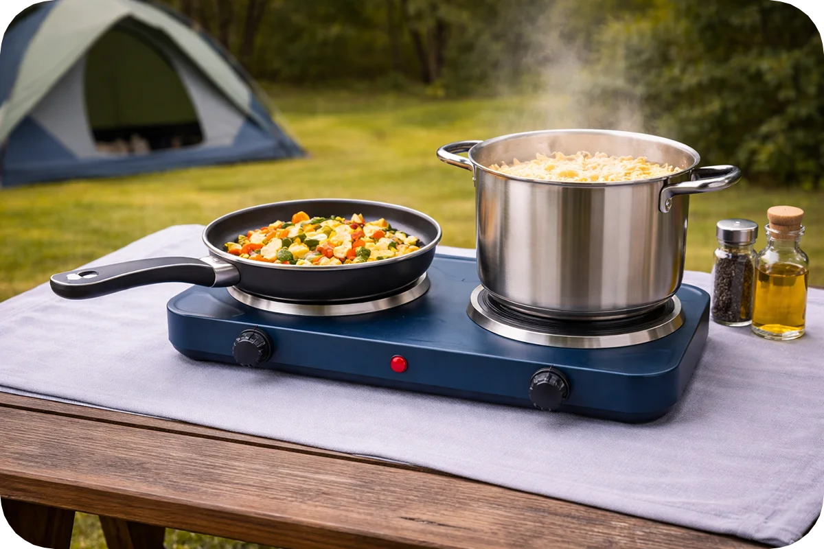 Quest Low Wattage Electric Double Hotplate - Slate