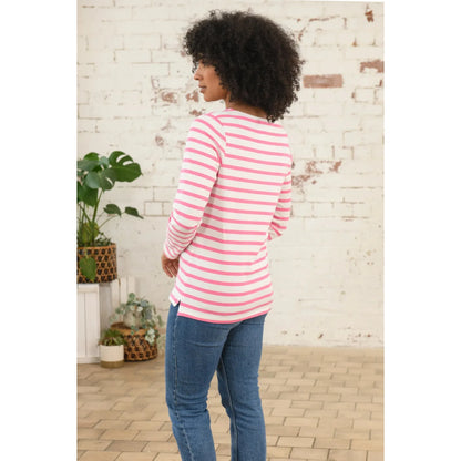 Lighthouse Ladies Causeway Breton Top - Azalea Pink Stripe