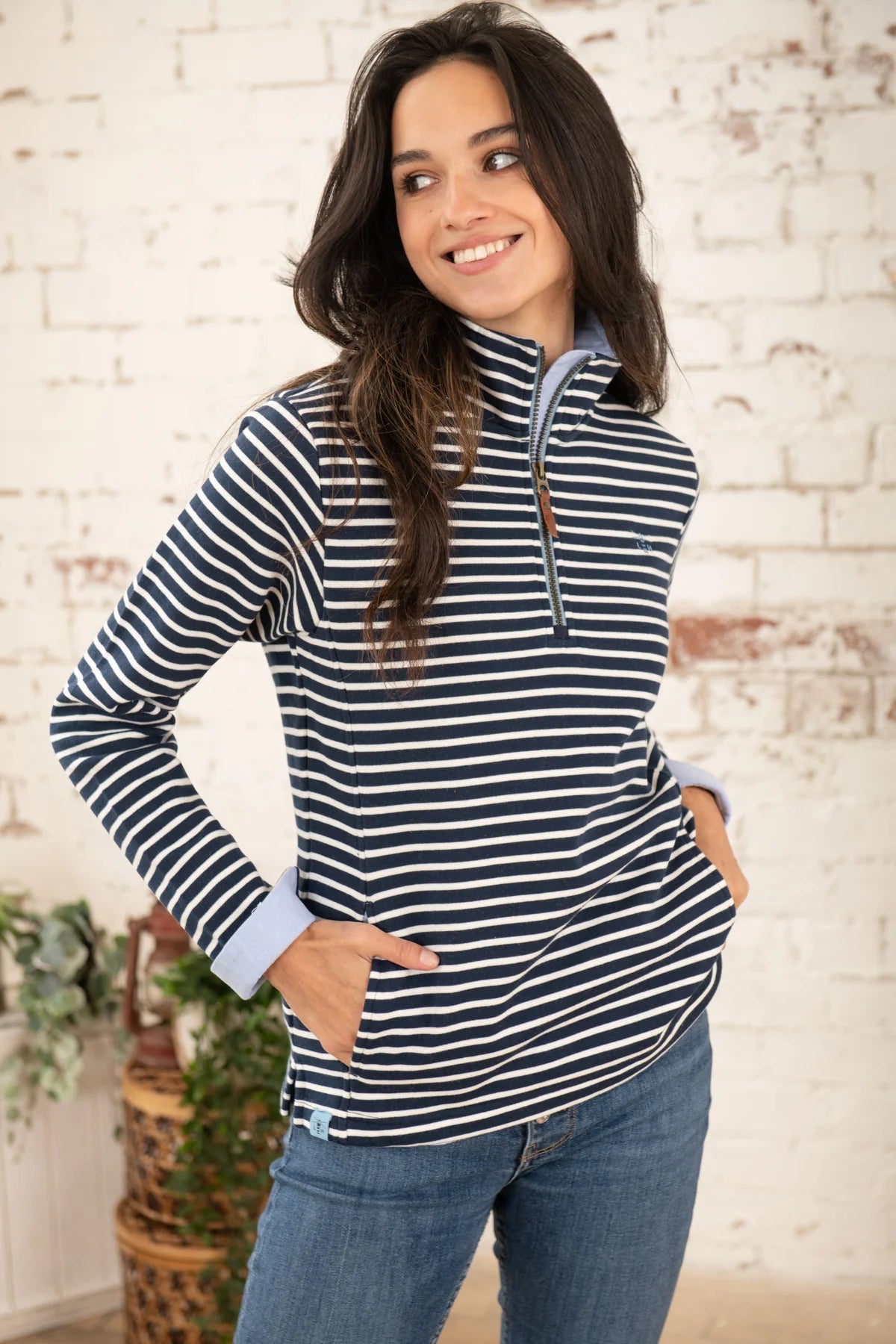 Lighthouse Ladies Shore Sweatshirt - Midnight Stripe