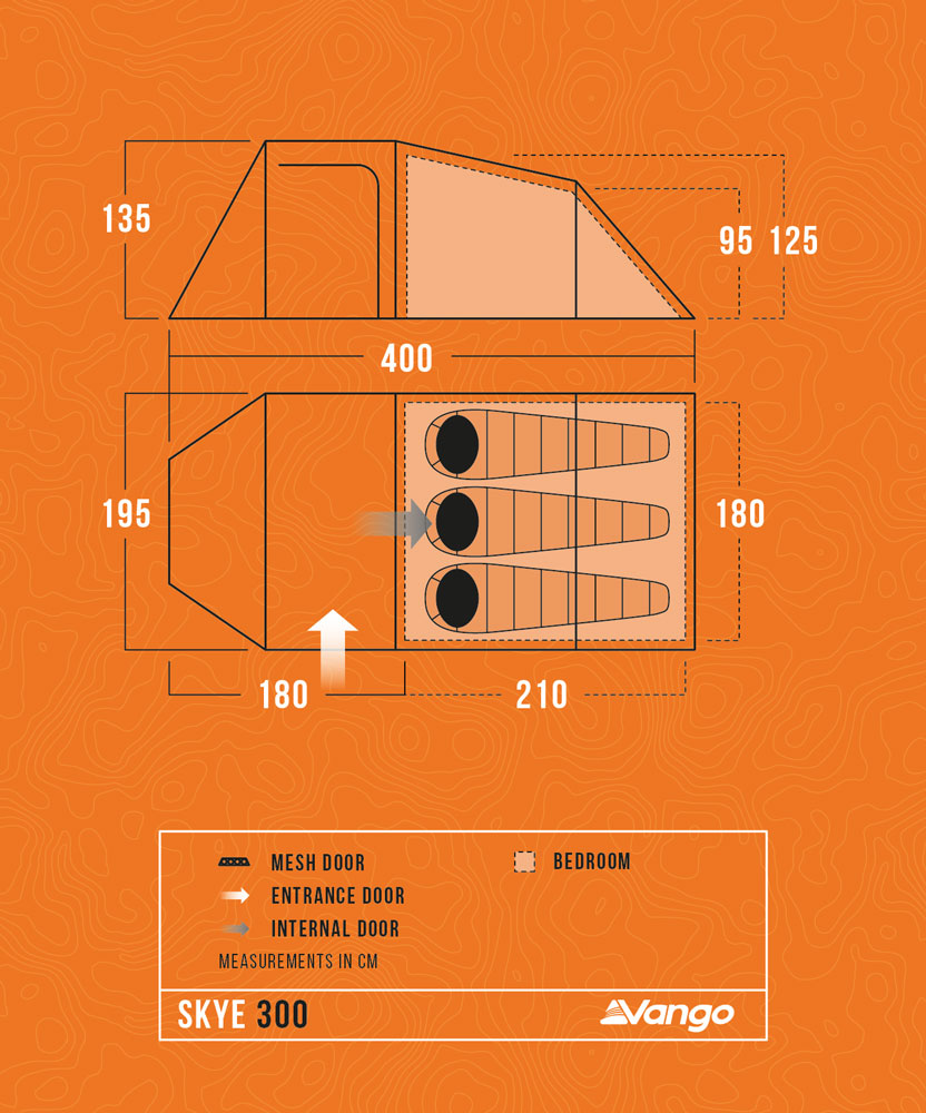 Vango Skye 300 - 3 Person Tent - Deep Blue