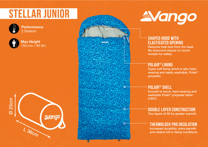 Vango Stellar Junior Sleeping Bag - Atlantic Blue