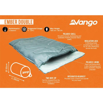 Vango Ember Sleeping Bag - Double - Mineral Green