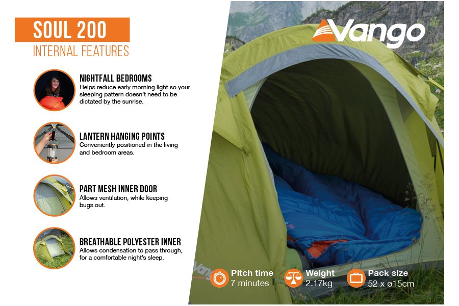 Vango Soul 200 - 2 Person Tunnel Tent - Treetops