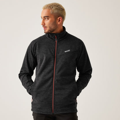 Regatta Men's Rivake Full Zip Fleece - Black/Red Ochre