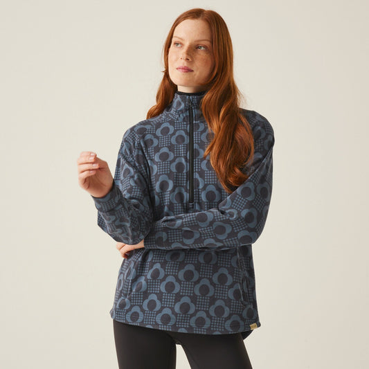 Orla Kiely Half Zip Midlayer - Rain Cloud Black