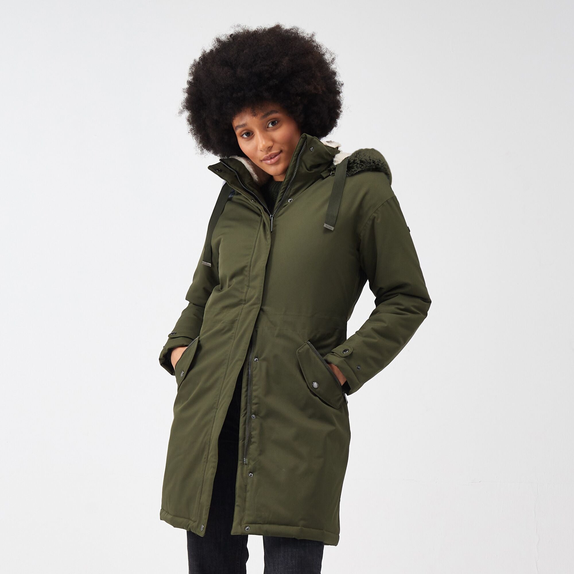 Khaki waterproof outlet coat